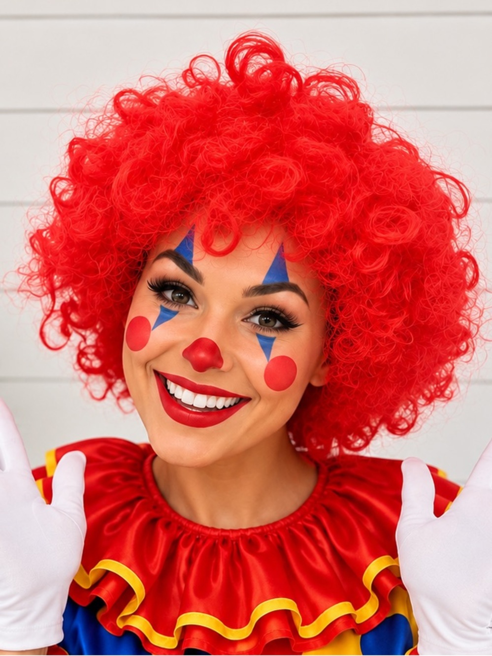 🤡 Red Curly Clown Wig Halloween Costume Cosplay One Size